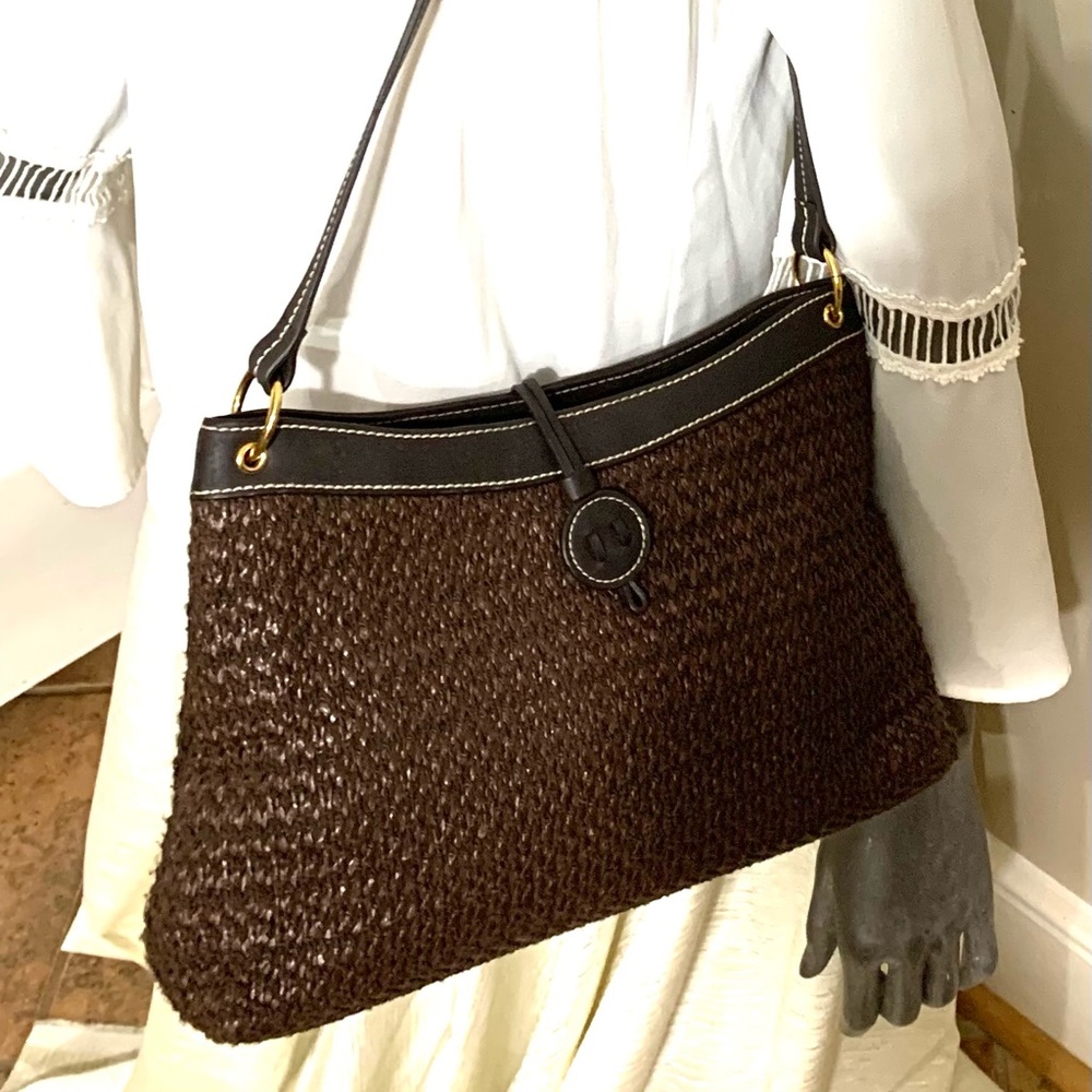 Etienne Aigner Natural fiber brown cross body bag